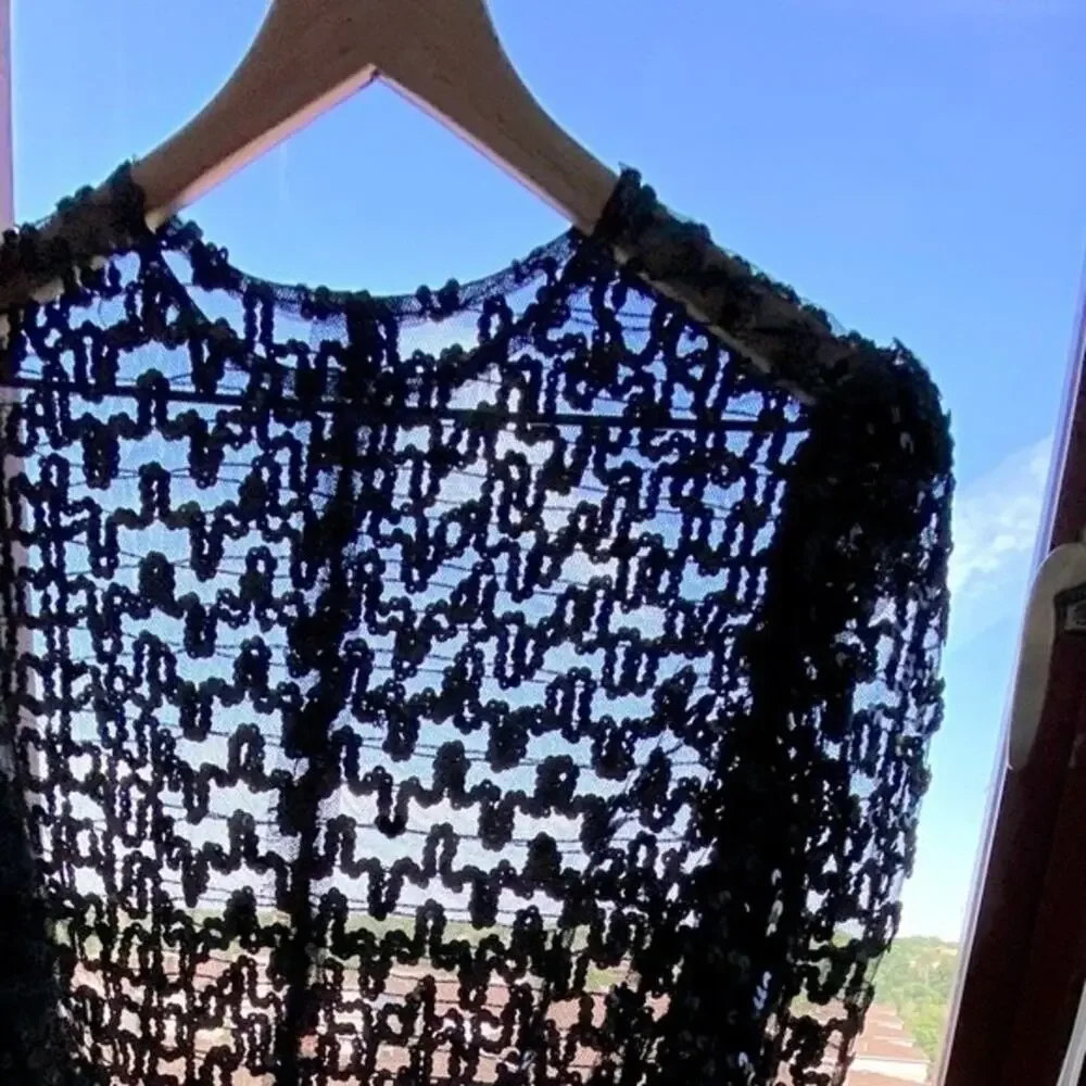 Handmade Black Sheer Sequin Top Size S-M